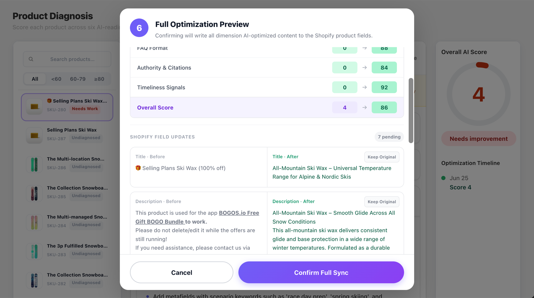 BestFeed optimization preview