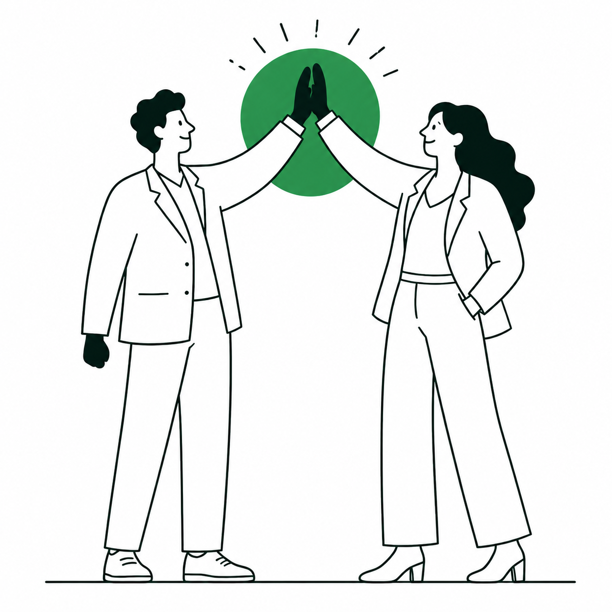 Two partners celebrating their collaboration with a high five